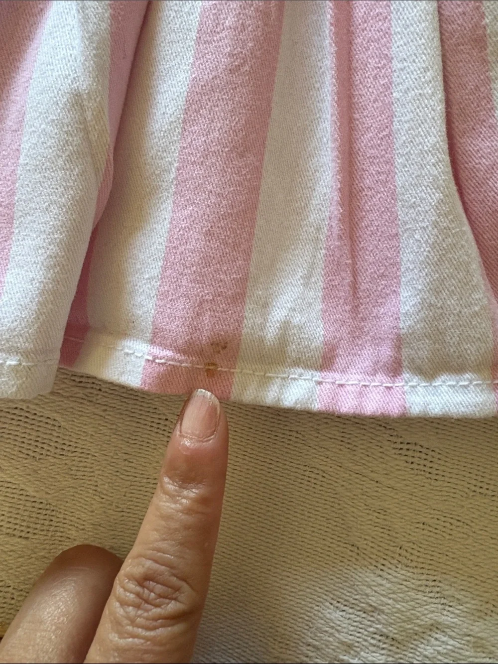 OshKosh B'gosh Pink and White Striped Skirted Overalls EUC 18M